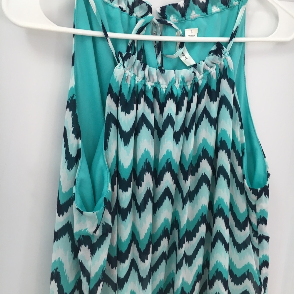 TACERA Chevron Blue Large Sleeveless Womens Dress - Picture 3 of 6